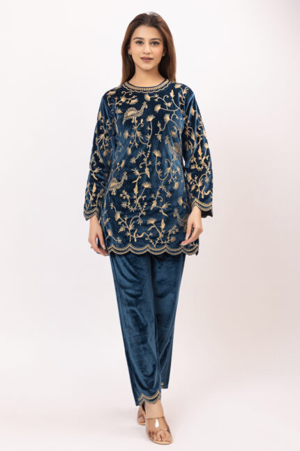 Teal Velvet Ethnc Set